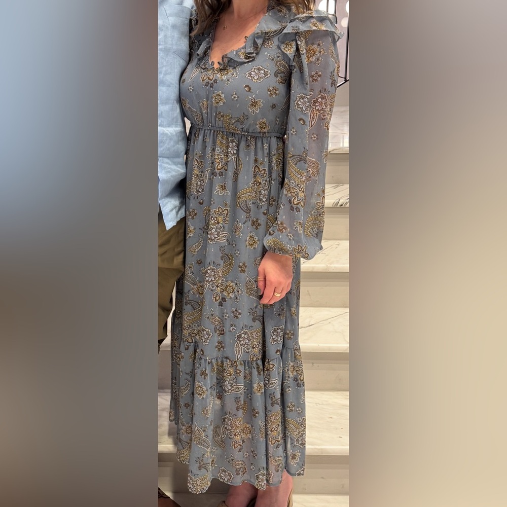 Moon River Floral Blue Maxi Dress